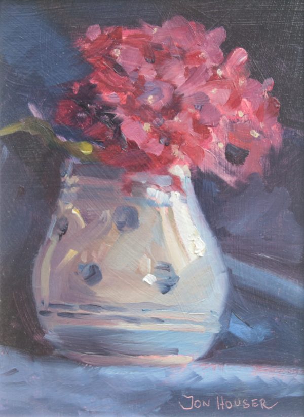 Pink Hydrangea in a Spotted Vase by Jon Houser