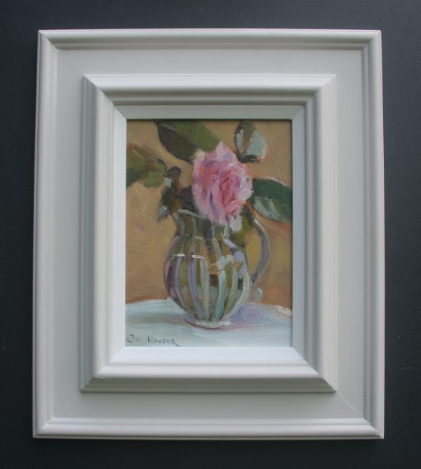 Pink Rose in a Rye Pottery Jug (framed)
