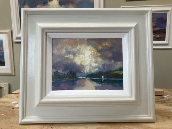 yacht on the cleddau oil painting framed