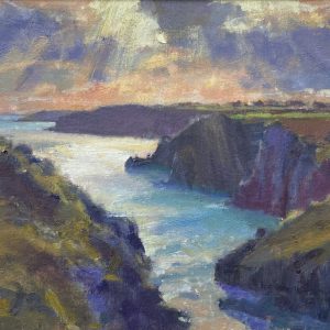 Winter Sun, Pembrokeshire Coast from Lydstep is an original oil painting by Jon Houser