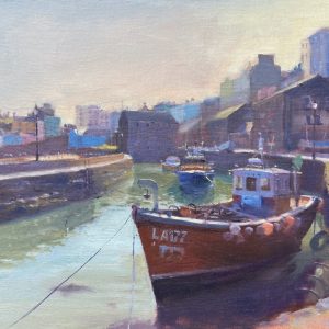 Tenby Harbour Sluice is an original oil painting by Jon Houser